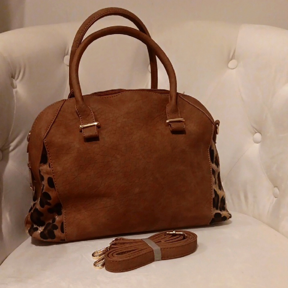 Brown Leopard Accent Women's Bag